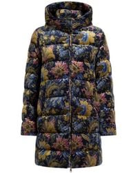 Etro - Cotton Velvet Down Jacket With Hood And Floral Overprint - Lyst