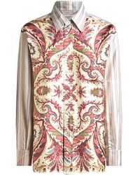 Etro - Camicia A Righe Con Stampa Piazzata, Donna, Taglia - Lyst