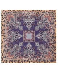 Etro - Silk Pocket Square With Animal And Paisley Motif - Lyst