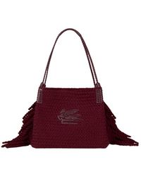 Etro - Shopper Libra Klein Aus Wolle Mit Fransen, Damen - Lyst