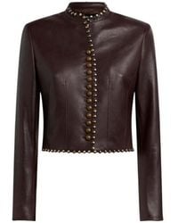 Etro - Cropped Leather Jacket With Studs - Lyst