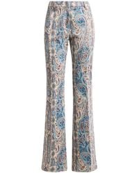 Etro - Flared Cotton-Blend Jacquard Trousers With Paisley Foliage Motif - Lyst