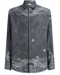 Etro - Cotton And Silk Shirt With Placed Pegaso Motif - Lyst