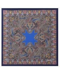 Etro - Silk Pocket Square With Geometric Paisley Motif - Lyst