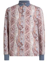 Etro - Cotton Pique Polo Shirt With Leafy Paisley Motif - Lyst