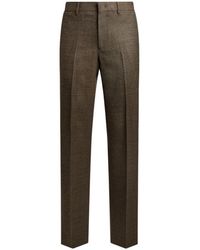 Etro - Wool Trousers With Micro Houndstooth Motif - Lyst