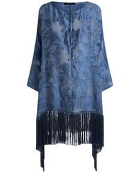Etro - Silk Jacquard Kaftan With Fringing And Fil Coupé Floral Motif - Lyst