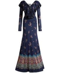 Etro - Langes Kleid Mit Platziertem Print, Damen, Größe - Lyst