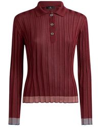 Etro - Ribbed Polo Shirt With Pegaso Buttons - Lyst