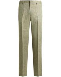 Etro - Straight-Leg Linen Trousers With Chevron Motif - Lyst
