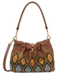 Etro - Small Leather Vela Blossom Bag With Diamond Embroidery - Lyst