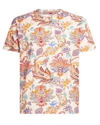 Etro - T-Shirt Aus Baumwolle Und Leinen Mit Print, Herren, Größe - Lyst