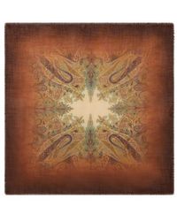 Etro - Wool And Silk Scarf With Faded Floral Paisley Motif - Lyst