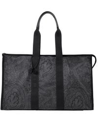 Etro - Large Nylon Travel Bag With Arnica Motif - Lyst