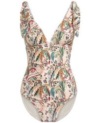 Etro - One-Piece Swimsuit With Paisley Foliage Motif - Lyst
