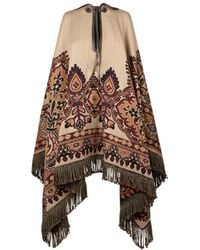 Etro - Wool-Blend Jacquard Cape With Floral Paisley Motif - Lyst