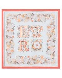 Etro - Silk Scarf With Logo And Floral Paisley Motif - Lyst