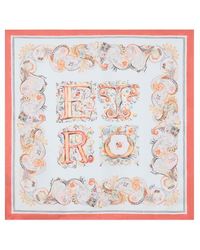 Etro - Silk Scarf With Logo And Floral Paisley Motif - Lyst