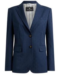 Etro - Single-Breasted Stretch Cotton Jacquard Jacket With Micro Paisley Motif - Lyst
