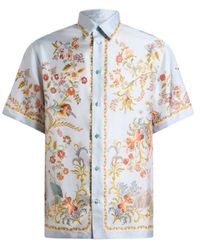 Etro - Oversized Silk Shirt With Placed Flora And Fauna Print - Lyst