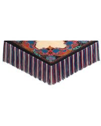 Etro - Silk Scarf With Fringing And Floral Motif - Lyst
