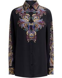 Etro - Chemise En Soie À Imprimé Paisley Feuillage Placé, Femme, Taille - Lyst