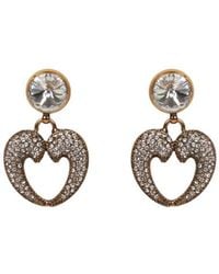 Etro - Earrings With Heart And All-Over Rhinestones - Lyst