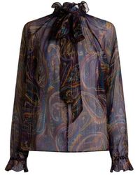 Etro - Silk Blouse With Paisley Foliage Motif - Lyst