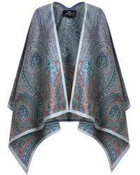 Etro Fil Coupé Jacquard Cape in Blue | Lyst