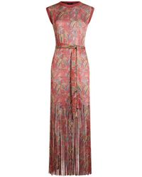 Etro - Long Dress With Fringing And Paisley Foliage Motif - Lyst