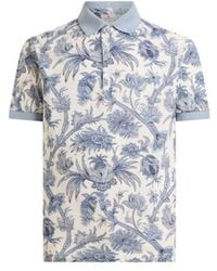 Etro - Cotton Piqué Polo Shirt With Floral Paisley Motif - Lyst