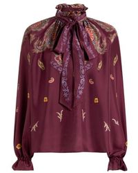 Etro - Silk Blouse With Silk Scarf And Placed Floral Paisley Print - Lyst