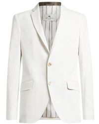Etro - Single-Breasted Stretch Cotton Jacquard Jacket With Floral Motif - Lyst
