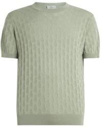 Etro - Knit Cotton T-Shirt With Micro Paisley Motif - Lyst