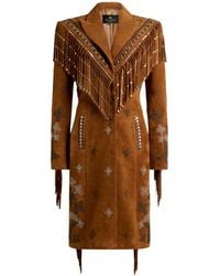 Etro - Leather Coat With Studs And Fringing - Lyst