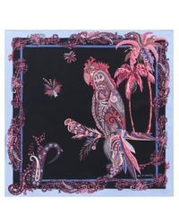 Etro - Silk Pocket Square With Parrot And Paisley Print - Lyst