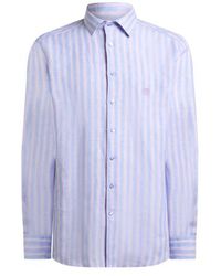 Etro - Striped Linen Shirt With Pegaso Embroidery - Lyst