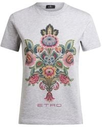 Etro - T-Shirt En Coton À Imprimé Placé, Femme, Taille - Lyst
