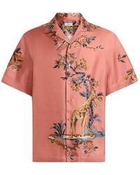 Etro - Silk Bowling Shirt With Placed Flower And Animal Print - Lyst