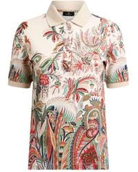 Etro - Cotton Pique Polo Shirt With Paisley Foliage Motif - Lyst