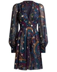 Etro - Kurzes Kleid Aus Seide Mit Paisley-Print, Damen, Größe - Lyst