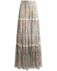Etro - Jupe Longue En Crépon De Soie À Motif Paisley Feuillage, Femme, Taille - Lyst