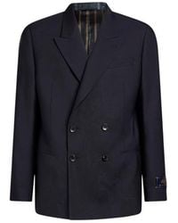 Etro - Double-Breasted Jacket With Placed Motif - Lyst