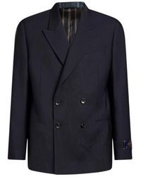 Etro - Double-Breasted Jacket With Placed Motif - Lyst