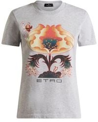 Etro - Cotton T-Shirt With Print And Logo - Lyst