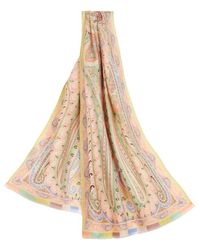 Etro - Wool And Silk Scarf With Centred Print - Lyst