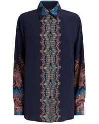 Etro - Silk Shirt With Placed Print - Lyst
