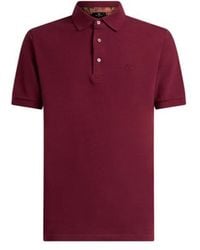 Etro - Plain-Coloured Cotton Polo Shirt With Printed Details - Lyst