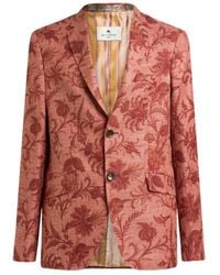 Etro - Single-Breasted Wool-Blend Jacket With Floral Motif - Lyst