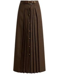 Etro - Wool Maxi Skirt With Pleating And Check Motif - Lyst